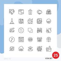 Group of 25 Lines Signs and Symbols for sales analytics house weather cloud Editable Vector Design Elements