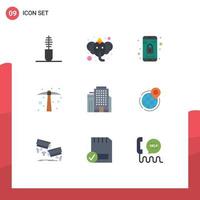 Set of 9 Commercial Flat Colors pack for building tool app job hard work Editable Vector Design Elements