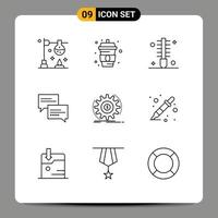 9 Thematic Vector Outlines and Editable Symbols of finance message beauty comment salon Editable Vector Design Elements