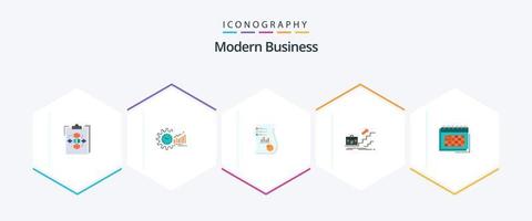 Modern Business 25 Flat icon pack including data. analytics. analytics. audit. time vector