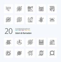 20 Islam And Ramadan Line icon Pack like gift muslim halal mosque muslim vector