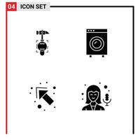 Stock Vector Icon Pack of 4 Line Signs and Symbols for hammer arrow tool electronic left Editable Vector Design Elements