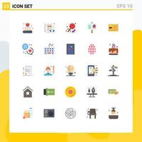 Mobile Interface Flat Color Set of 25 Pictograms of card license to work celebration holiday eggs Editable Vector Design Elements