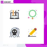 Mobile Interface Flat Icon Set of 4 Pictograms of creativity evil graphic pearl monster Editable Vector Design Elements