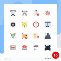 Flat Color Pack of 16 Universal Symbols of favorite achievement apple new shopping Editable Pack of Creative Vector Design Elements