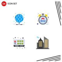 Group of 4 Modern Flat Icons Set for hosting game server pulse fun Editable Vector Design Elements