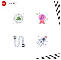 Universal Icon Symbols Group of 4 Modern Flat Icons of no diet industrial badge woman launch Editable Vector Design Elements