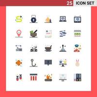 Pictogram Set of 25 Simple Flat Colors of laptop computer aroma arrow laptop Editable Vector Design Elements