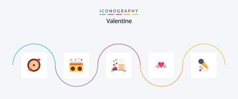 Valentine Flat 5 Icon Pack Including cup. love. radio. day. valentine vector