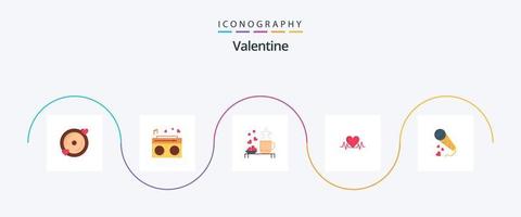 paquete de iconos de san valentín plano 5 que incluye taza. amar. radio. día. enamorado vector