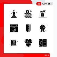 Set of 9 Modern UI Icons Symbols Signs for ui layout ballot design junk Editable Vector Design Elements