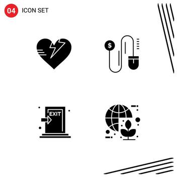 4 Solid Glyph concept for Websites Mobile and Apps healthcare fire mouse emergency global Editable Vector Design Elements