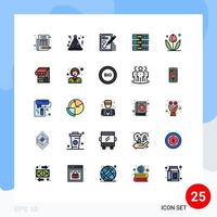 25 iconos creativos signos y símbolos modernos del servidor de almacenamiento de lápiz de nube de flores elementos de diseño vectorial editables vector