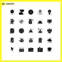 Universal Icon Symbols Group of 25 Modern Solid Glyphs of pin destination footwear city kiwi interior Editable Vector Design Elements