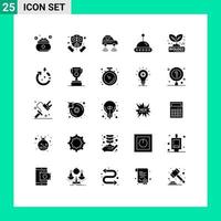 25 Thematic Vector Solid Glyphs and Editable Symbols of grow space protection science smart Editable Vector Design Elements