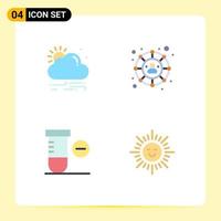 Group of 4 Flat Icons Signs and Symbols for wind beach connections minus sun Editable Vector Design Elements