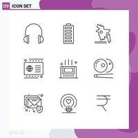 Group of 9 Modern Outlines Set for bath debit energy credit bangladesh Editable Vector Design Elements