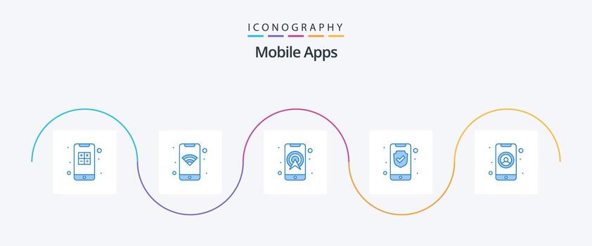 Mobile Apps Blue 5 Icon Pack Including check. privacy. wifi. data. navigation vector