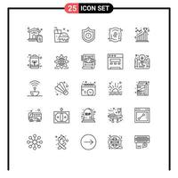 Modern Set of 25 Lines Pictograph of reach achievement security achieve plant Editable Vector Design Elements