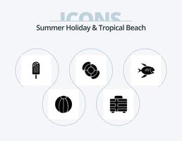 Beach Glyph Icon Pack 5 Icon Design. fish. beach. beach. summer. beach vector