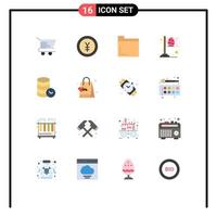 16 Thematic Vector Flat Colors and Editable Symbols of web security folder hosting egg Editable Pack of Creative Vector Design Elements