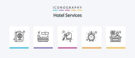 Hotel Services Line 5 Icon Pack Including time. alarm. coffee. telephone. landline. Creative Icons Design vector