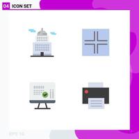 conjunto moderno de 4 iconos planos pictograma de pantalla de administración museo calendario pequeño elementos de diseño vectorial editables vector