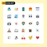 Universal Icon Symbols Group of 25 Modern Flat Colors of transport deliver app bus wifi Editable Vector Design Elements