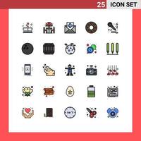 conjunto de 25 iconos de interfaz de usuario modernos signos de símbolos para elementos de diseño vectorial editables de correo de donut de mesa de donuts de cumpleaños vector