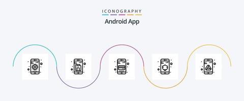 paquete de iconos de la línea 5 de la aplicación de Android, incluida la unidad. seguridad. hasta. privacidad. teléfono vector