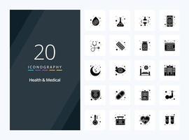 20 Health And Medical Solid Glyph icon for presentation vector