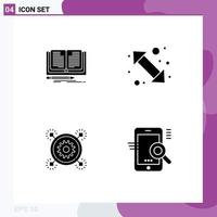 Solid Glyph Pack of 4 Universal Symbols of writing marketing story left idea Editable Vector Design Elements