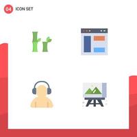 Set of 4 Modern UI Icons Symbols Signs for bamboo man browser website easel Editable Vector Design Elements