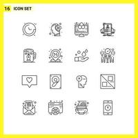 Outline Pack of 16 Universal Symbols of profile hiring mind employee study Editable Vector Design Elements