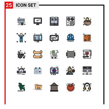 paquete de interfaz de usuario de 25 colores planos básicos de línea rellena de dos páginas de documentos imac elementos de diseño vectorial editables abiertos vector