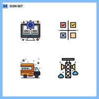 4 Creative Icons Modern Signs and Symbols of gear hosting update priorities web Editable Vector Design Elements