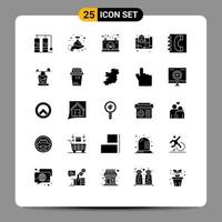 25 User Interface Solid Glyph Pack of modern Signs and Symbols of communication real eco map estate Editable Vector Design Elements