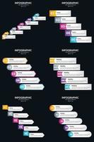 Vector 6 Infographics Pack Presentation slide template 5 Steps cycle diagrams and timelines