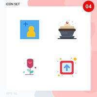 Pack of 4 creative Flat Icons of camera love bakery cupcake food forward Editable Vector Design Elements