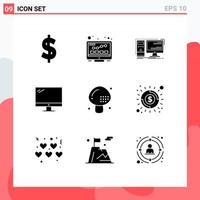 9 Universal Solid Glyphs Set for Web and Mobile Applications cooking imac desktop device computer Editable Vector Design Elements