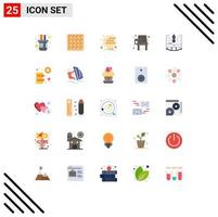 Editable Vector Line Pack of 25 Simple Flat Colors of drawing school code learning desk Editable Vector Design Elements