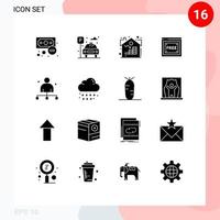 Modern Set of 16 Solid Glyphs Pictograph of captain free estate tecnology free access Editable Vector Design Elements