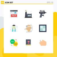 Pictogram Set of 9 Simple Flat Colors of reality human tool scheme plan Editable Vector Design Elements