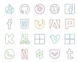 20 Social Media Icon Pack Including whatsapp video browser vimeo amd vector