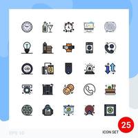 paquete de iconos vectoriales de stock de 25 signos y símbolos de línea para elementos de diseño vectorial editables de computadora digital de reloj de estudio conceptual vector