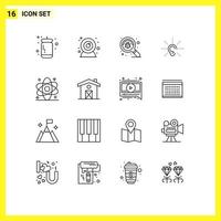 Set of 16 Vector Outlines on Grid for diagnostic listen find hearing ear Editable Vector Design Elements