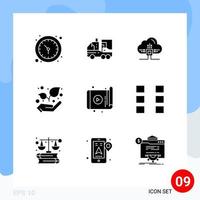 Modern Set of 9 Solid Glyphs and symbols such as tablet plant life growth scince Editable Vector Design Elements