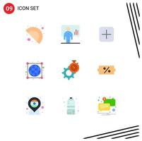 Pack of 9 Modern Flat Colors Signs and Symbols for Web Print Media such as time connections instagram worldwide earth Editable Vector Design Elements