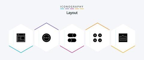 Layout 25 Glyph icon pack including layout. abstract. order. settings. loading vector