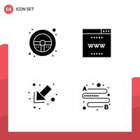 Pictogram Set of 4 Simple Solid Glyphs of helm down wheel seo distance Editable Vector Design Elements